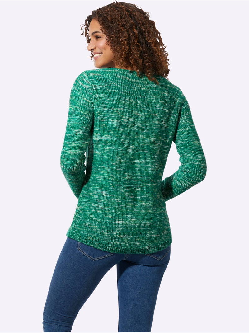 Pull encolure ronde 54% coton - taille standard - witt Vert - Kiabi