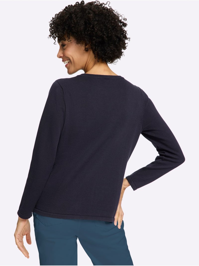 Pull encolure ronde à encolure ronde - taille standard - moda vilona Bleu Rouge - Kiabi
