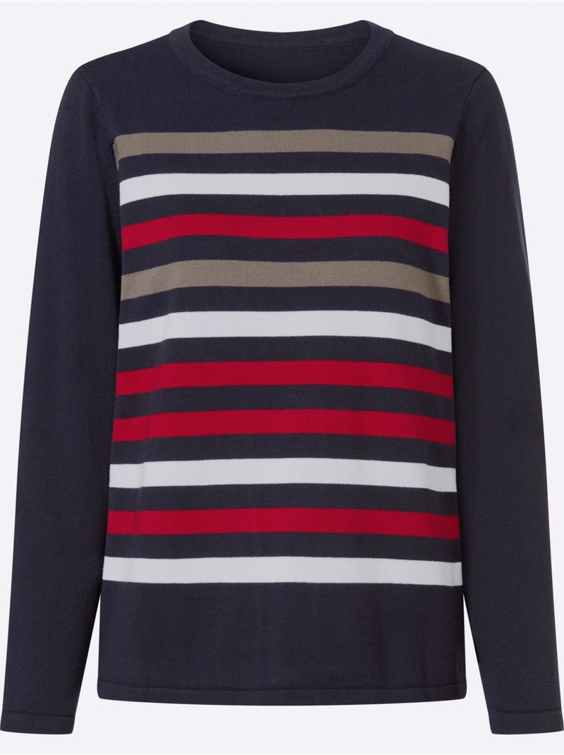 Pull encolure ronde à encolure ronde - taille standard - moda vilona Bleu Rouge - Kiabi