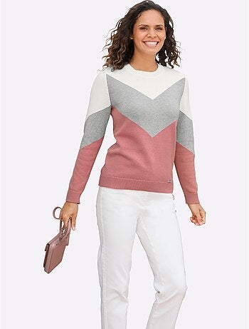 Pull encolure ronde à manches longues avec empiècements graphiques - taille standard - witt