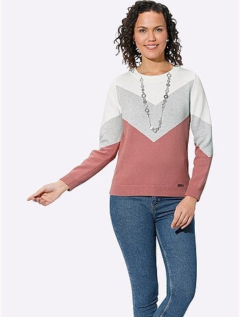 Pull encolure ronde à manches longues avec empiècements graphiques - taille standard - witt