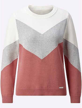 Pull encolure ronde à manches longues avec empiècements graphiques - taille standard - witt