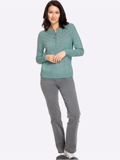Pull encolure ronde à motif ajouré et manches longues - Taille standard - Witt - Kiabi Pull encolure ronde à motif ajouré et manches longues - Taille standard - Witt - Kiabi