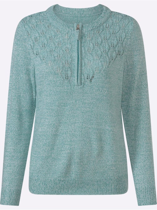 Pull encolure ronde à motif ajouré et manches longues - Taille standard - Witt - Kiabi Pull encolure ronde à motif ajouré et manches longues - Taille standard - Witt - Kiabi