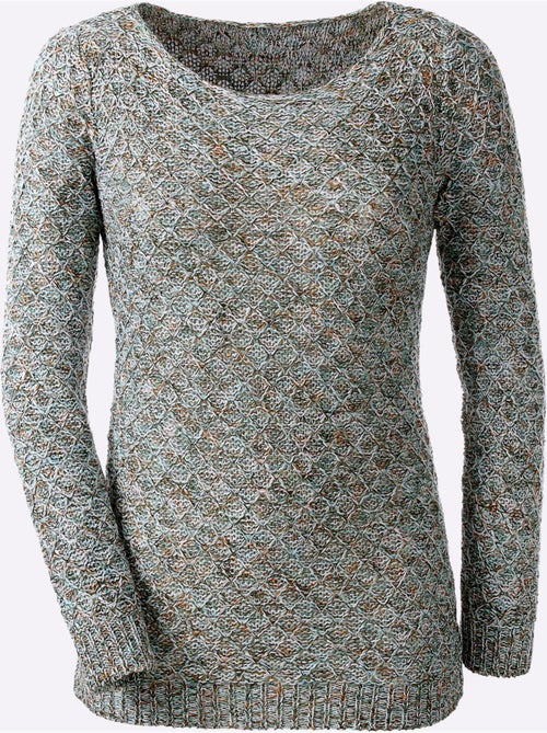 pull encolure ronde à motif tricoté et manches longues - Taille standard - Witt - Kiabi