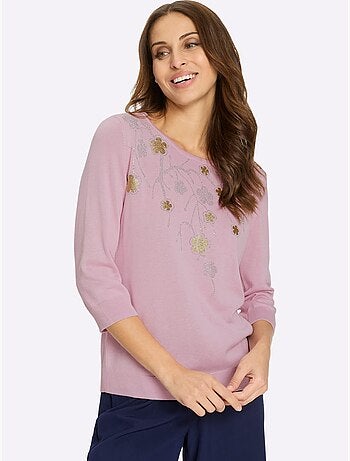 Pull Encolure Ronde Application Florale - Taille Standard - Witt