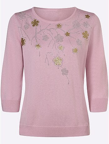 Pull Encolure Ronde Application Florale - Taille Standard - Witt
