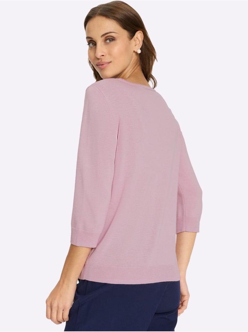 Pull Encolure Ronde Application Florale - Taille Standard - Witt Rose - Kiabi