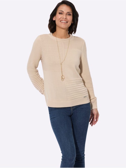 Pull encolure ronde avec manches longues et motifs tricotés élégants - Taille standard - Witt - Kiabi Pull encolure ronde avec manches longues et motifs tricotés élégants - Taille standard - Witt - Kiabi