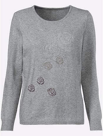 Pull Encolure Ronde Petites Pierres Brillantes Fantaisie - Taille Standard - Witt