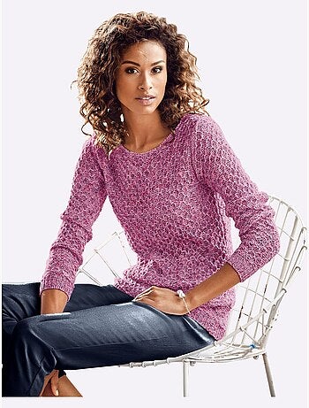 Pull en maille à col rond et manches longues motif tricoté - Taille standard - Witt