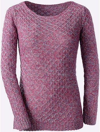 Pull en maille à col rond et manches longues motif tricoté - Taille standard - Witt