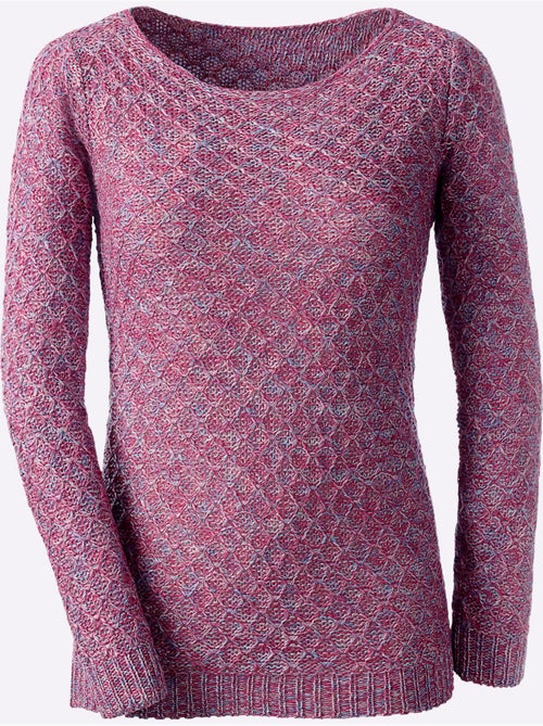 Pull encolure ronde avec manches longues motif tricoté - Taille standard - Witt - Kiabi