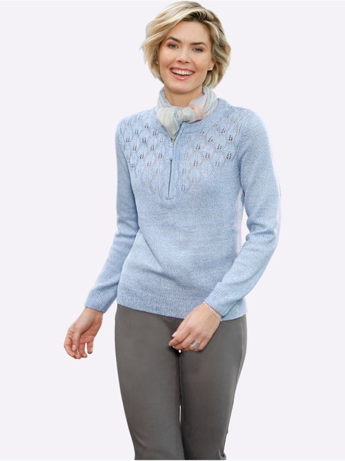 Pull encolure ronde avec motif ajouré en v et manches longues - taille standard - witt - Kiabi Pull encolure ronde avec motif ajouré en v et manches longues - taille standard - witt - Kiabi