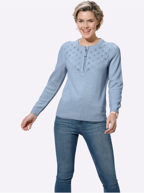 Pull encolure ronde avec motif ajouré en v et manches longues - taille standard - witt - Kiabi Pull encolure ronde avec motif ajouré en v et manches longues - taille standard - witt - Kiabi