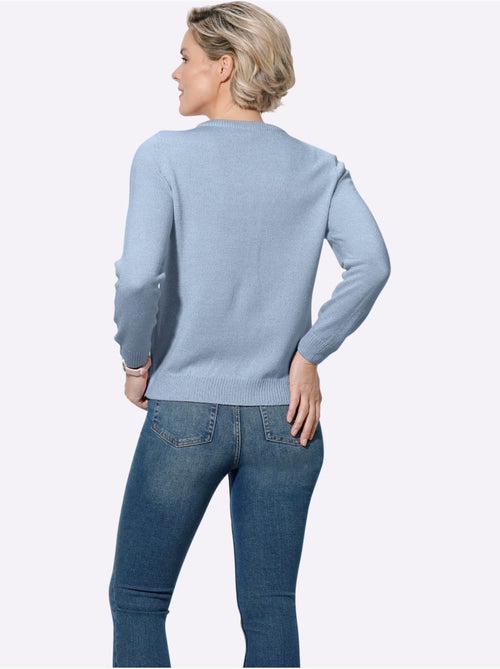Pull encolure ronde avec motif ajouré en v et manches longues - taille standard - witt - Kiabi Pull encolure ronde avec motif ajouré en v et manches longues - taille standard - witt - Kiabi