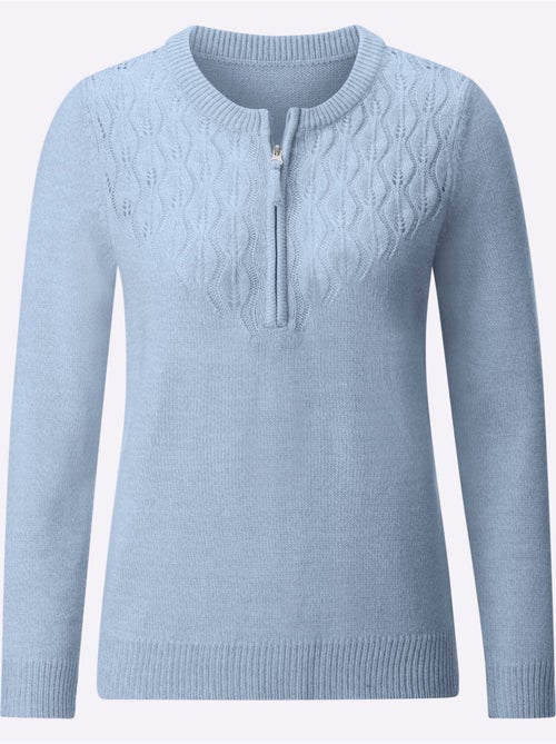 Pull encolure ronde avec motif ajouré en v et manches longues - taille standard - witt - Kiabi Pull encolure ronde avec motif ajouré en v et manches longues - taille standard - witt - Kiabi