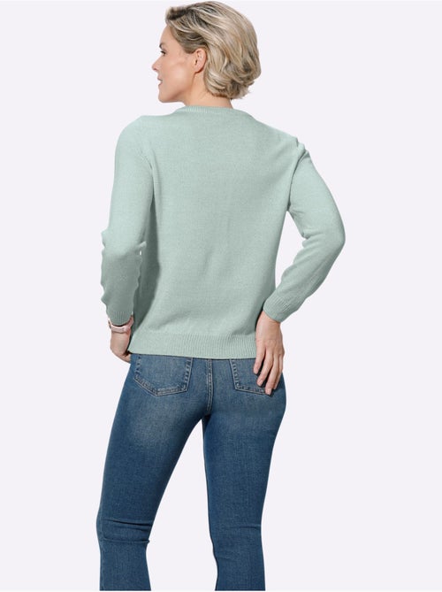 Pull encolure ronde avec motif ajouré et finition côtelée - Taille standard - Witt - Kiabi