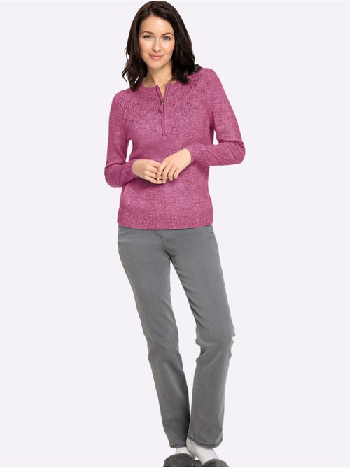 Pull encolure ronde avec motif ajouré et finition côtelée - Taille standard - Witt - Kiabi Pull encolure ronde avec motif ajouré et finition côtelée - Taille standard - Witt - Kiabi