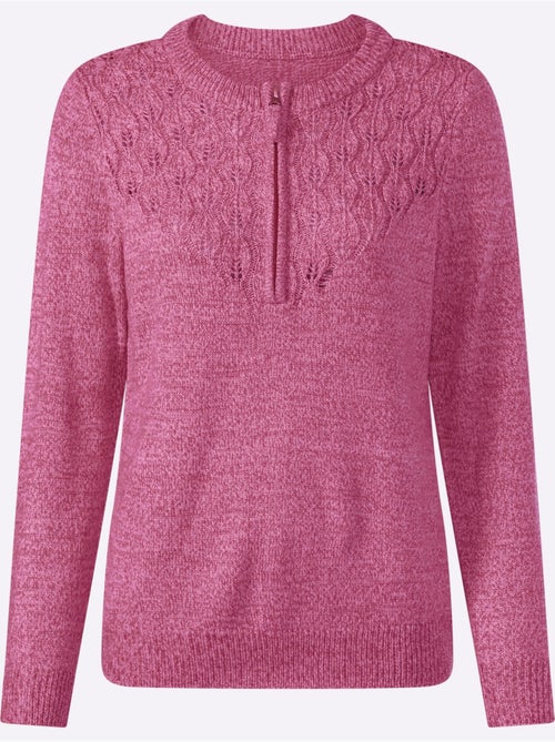 Pull encolure ronde avec motif ajouré et finition côtelée - Taille standard - Witt - Kiabi Pull encolure ronde avec motif ajouré et finition côtelée - Taille standard - Witt - Kiabi