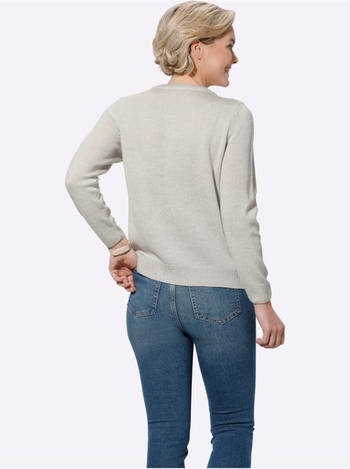 Pull encolure ronde avec motif ajouré et manches longues - Taille standard - Witt - Kiabi
