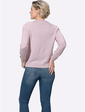 Pull encolure ronde avec motif ajouré en V et manches longues - Taille standard - Witt