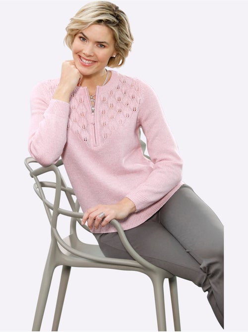 Pull encolure ronde avec motif ajouré et manches longues - Taille standard - Witt - Kiabi Pull encolure ronde avec motif ajouré et manches longues - Taille standard - Witt - Kiabi