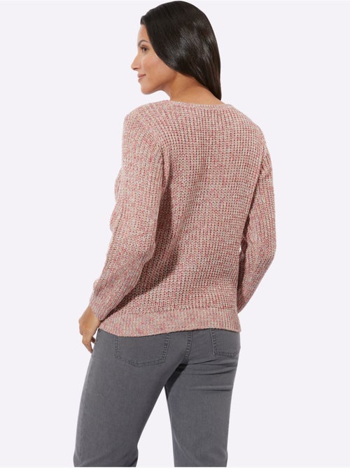 Pull encolure ronde avec motif torsadé et finitions côtelées - Taille standard - Moda Vilona - Kiabi