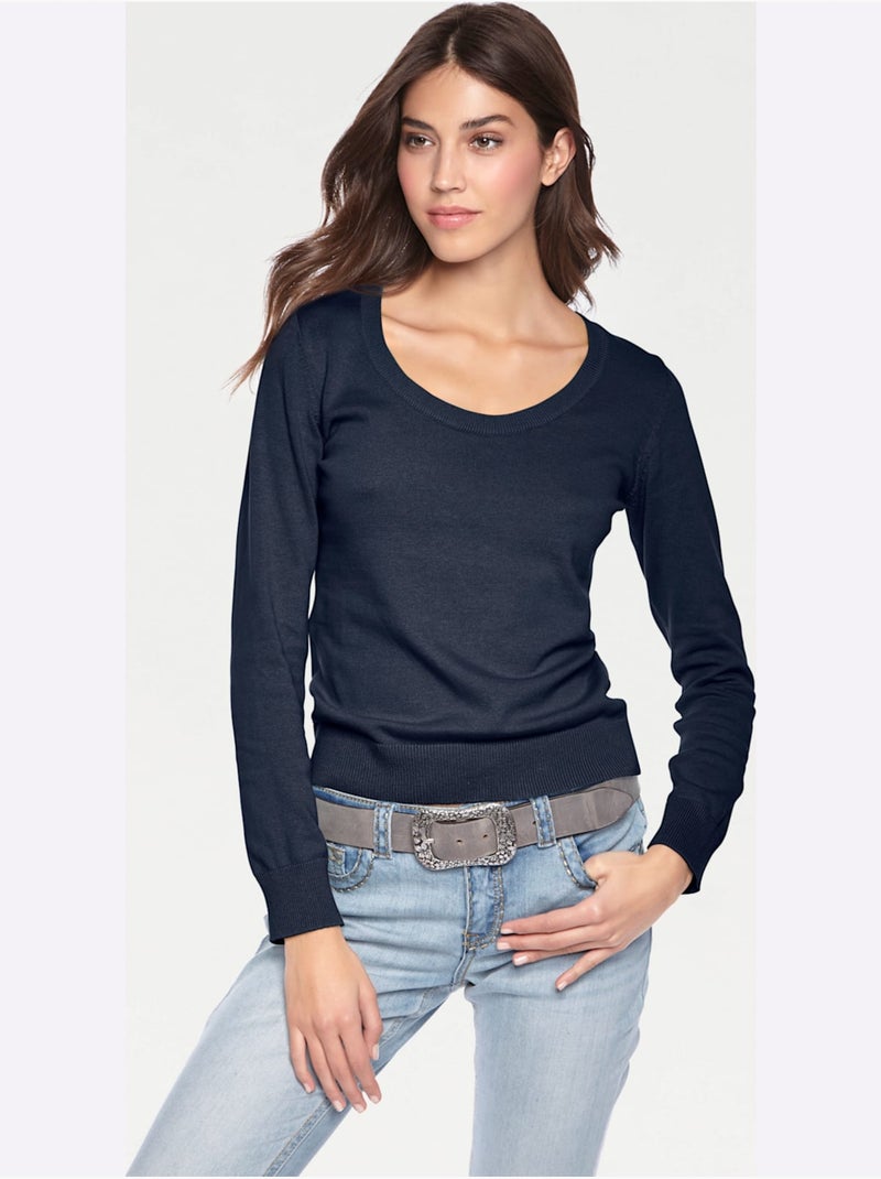 Pull Encolure Ronde Basique Et Facile à Associer, Coloris Tendance - Taille Standard - Helline Bleu marine - Kiabi
