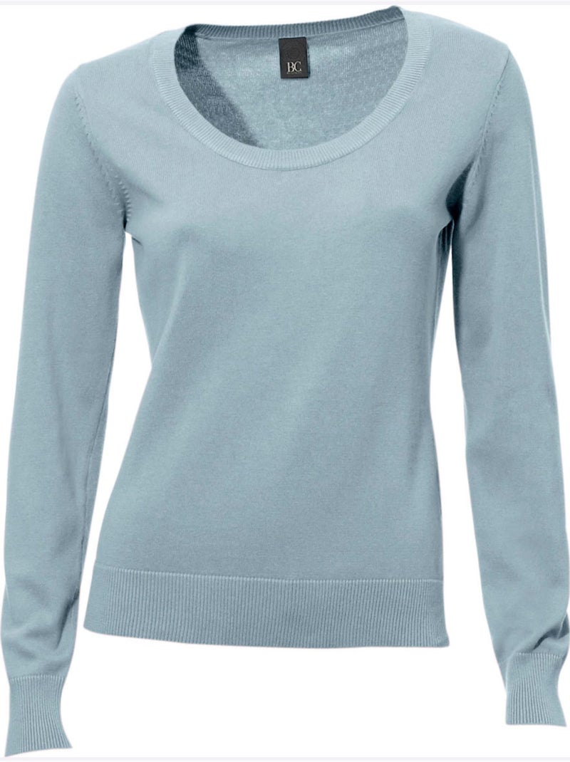 Pull Encolure Ronde Basique Et Facile à Associer, Coloris Tendance - Taille Standard - Helline Bleu - Kiabi