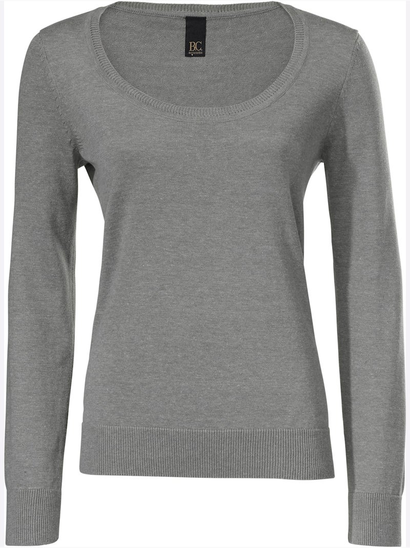Pull Encolure Ronde Basique Et Facile à Associer, Coloris Tendance - Taille Standard - Helline Gris chiné - Kiabi