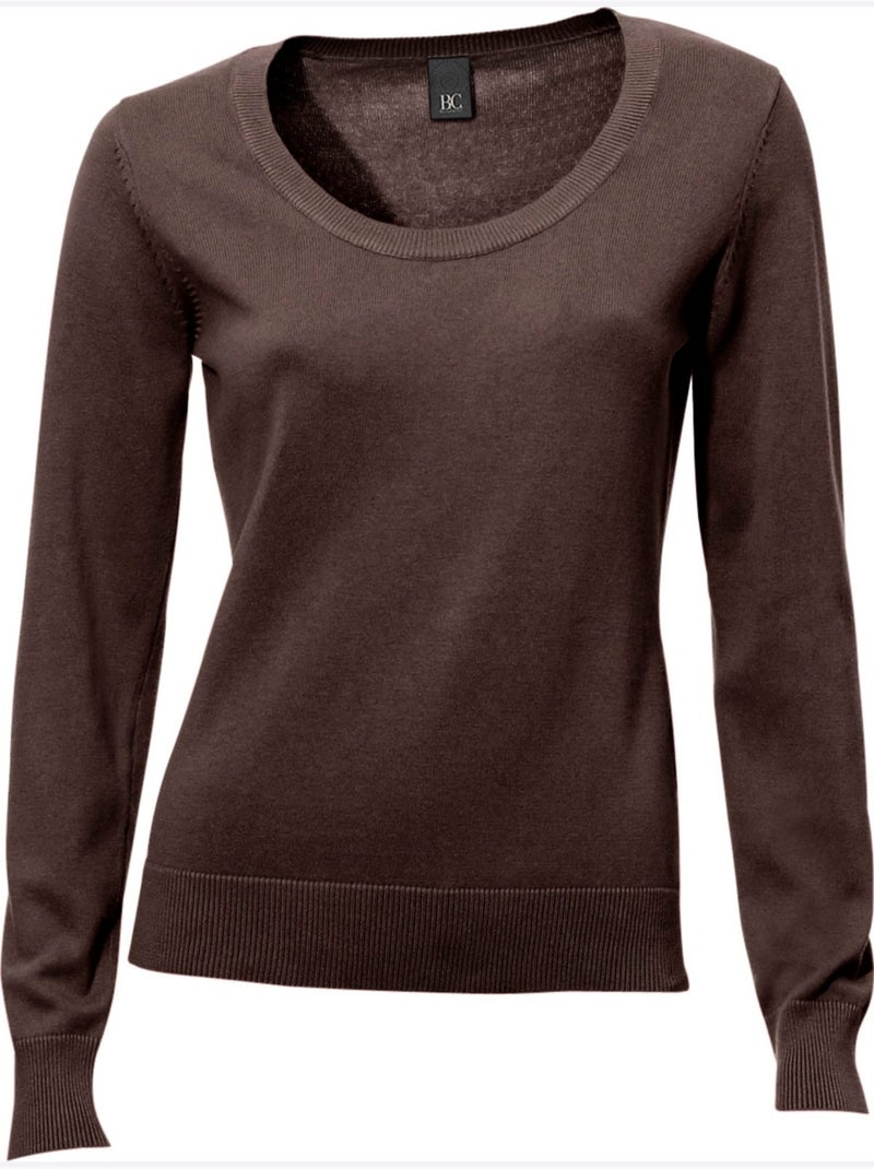 Pull Encolure Ronde Basique Et Facile à Associer, Coloris Tendance - Taille Standard - Helline Marron - Kiabi