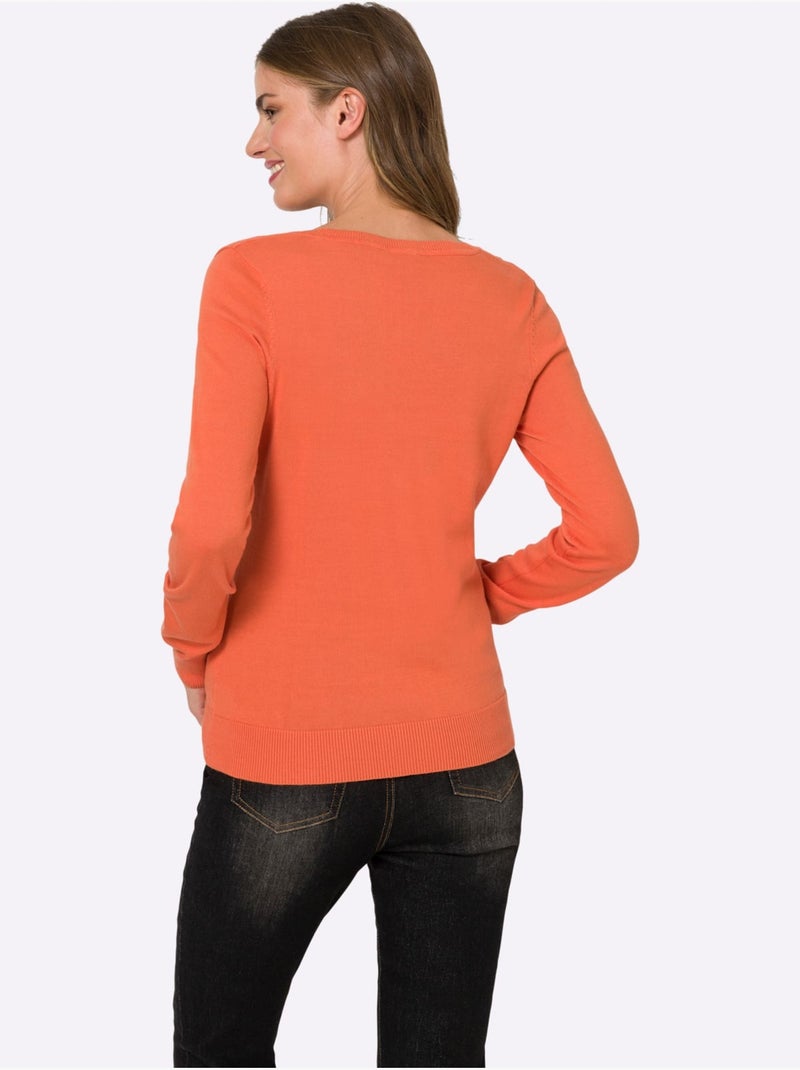 Pull Encolure Ronde Basique Et Facile à Associer, Coloris Tendance - Taille Standard - Helline Orange - Kiabi