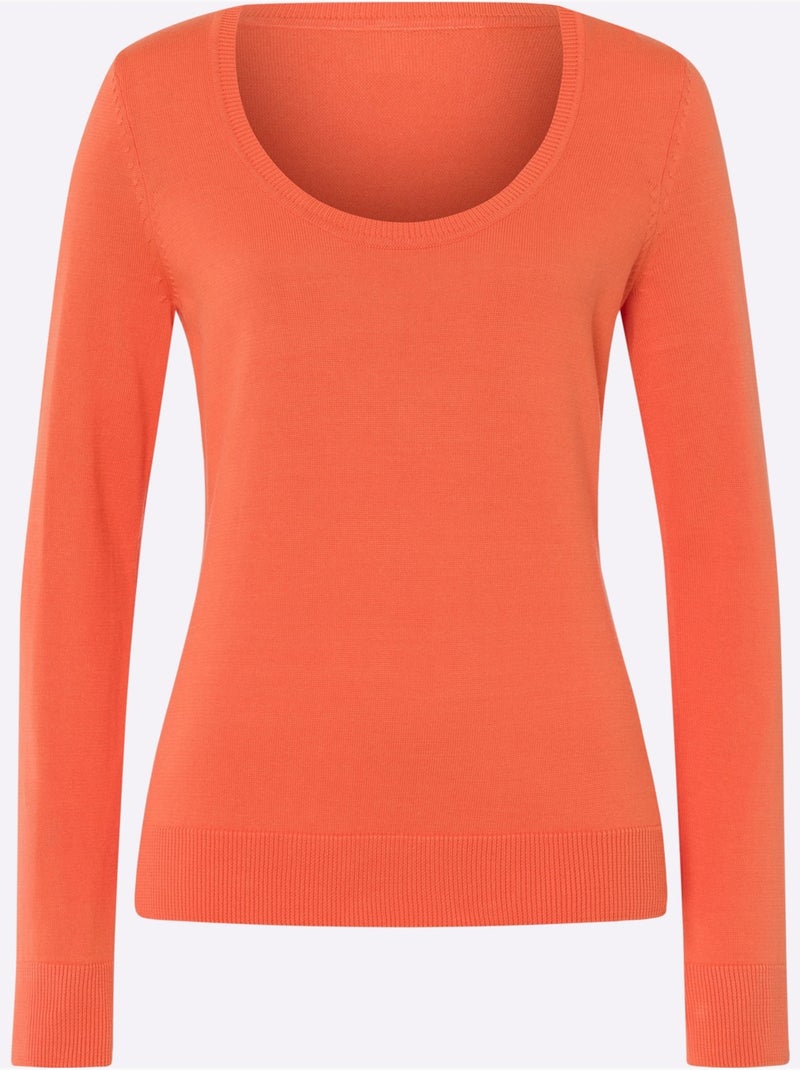 Pull Encolure Ronde Basique Et Facile à Associer, Coloris Tendance - Taille Standard - Helline Orange - Kiabi
