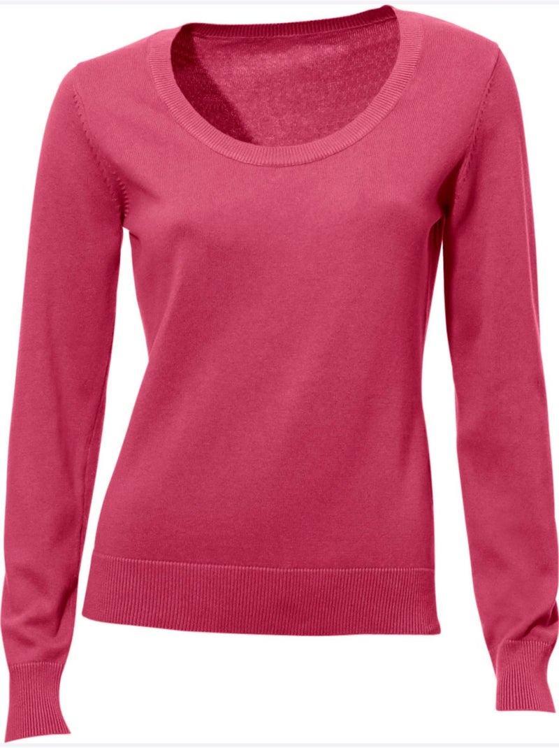 Pull Encolure Ronde Basique Et Facile à Associer, Coloris Tendance - Taille Standard - Helline Rose fushia - Kiabi
