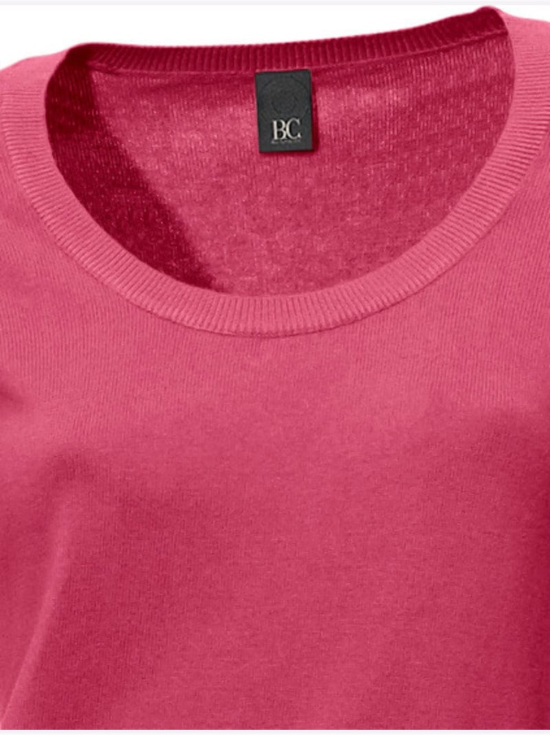 Pull Encolure Ronde Basique Et Facile à Associer, Coloris Tendance - Taille Standard - Helline Rose fushia - Kiabi