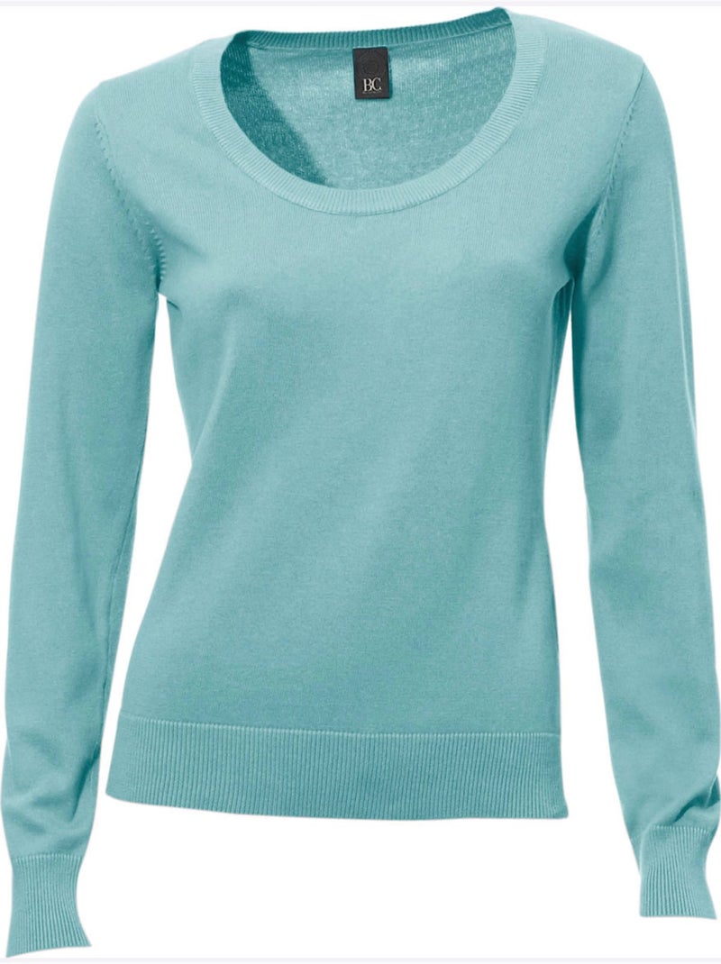 Pull Encolure Ronde Basique Et Facile à Associer, Coloris Tendance - Taille Standard - Helline Vert d'eau - Kiabi
