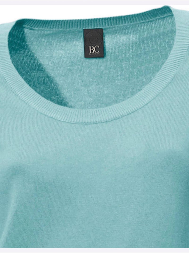 Pull Encolure Ronde Basique Et Facile à Associer, Coloris Tendance - Taille Standard - Helline Vert d'eau - Kiabi