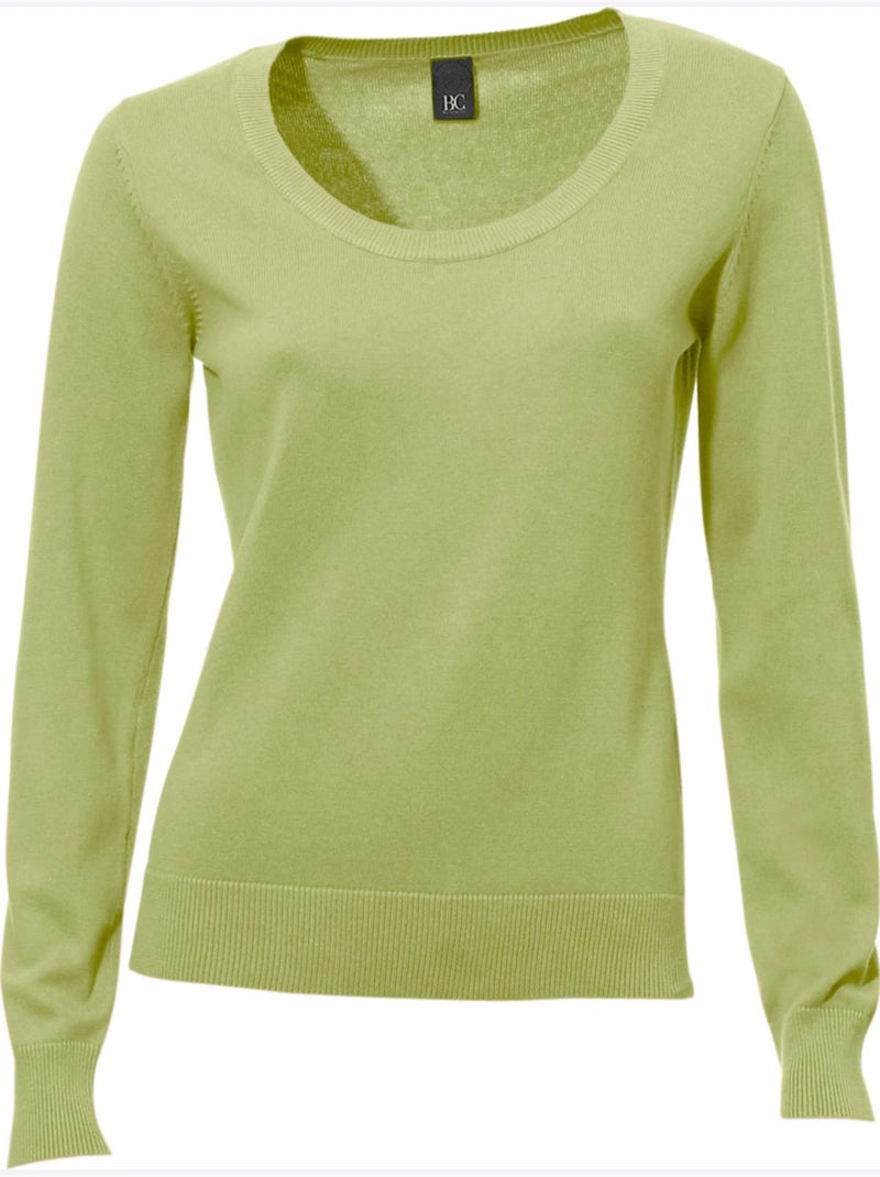 Pull Encolure Ronde Basique Et Facile à Associer, Coloris Tendance - Taille Standard - Helline Vert kiwi - Kiabi
