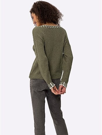 Pull Encolure Ronde Détails Contrastés - Taille Standard - Helline