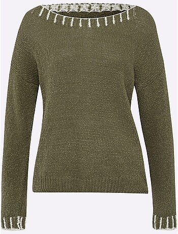 Pull Encolure Ronde Détails Contrastés - Taille Standard - Helline