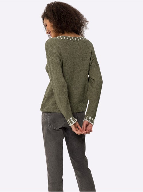 Pull Encolure Ronde Détails Contrastés - Taille Standard - helline - Kiabi