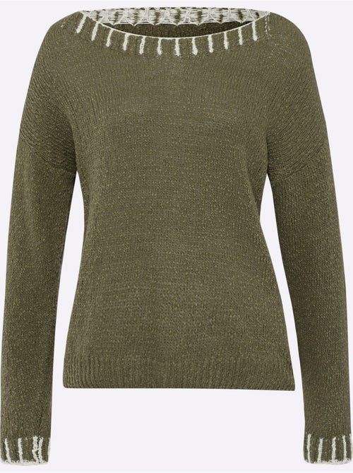 Pull Encolure Ronde Détails Contrastés - Taille Standard - helline - Kiabi