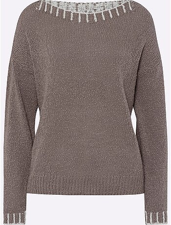 Pull Encolure Ronde Détails Contrastés - Taille Standard - Helline
