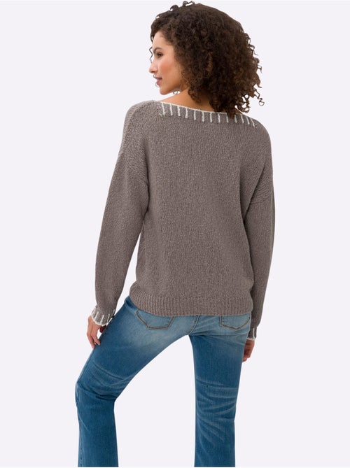 Pull Encolure Ronde Détails Contrastés - Taille Standard - helline - Kiabi