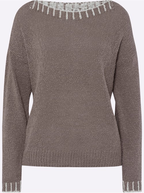 Pull Encolure Ronde Détails Contrastés - Taille Standard - helline - Kiabi