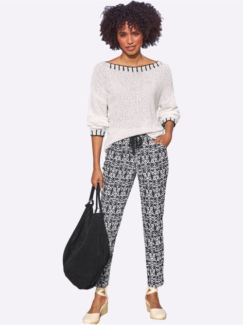 Pull Encolure Ronde Détails Contrastés - Taille Standard - helline - Kiabi