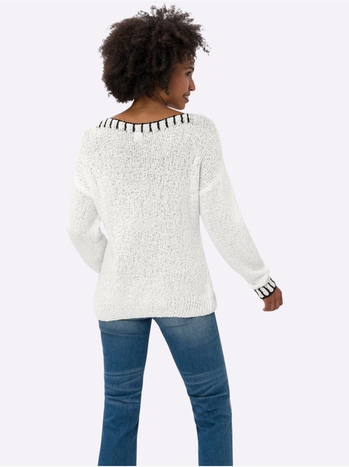 Pull Encolure Ronde Détails Contrastés - Taille Standard - helline - Kiabi