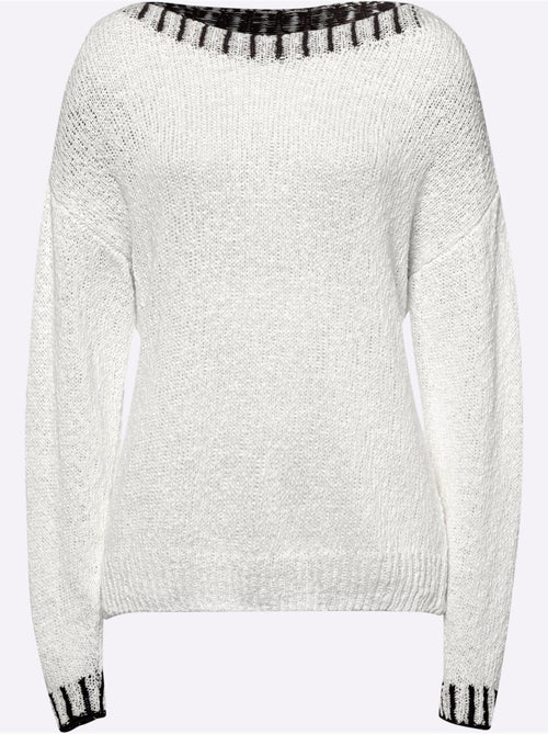 Pull Encolure Ronde Détails Contrastés - Taille Standard - helline - Kiabi