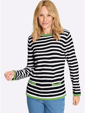 Pull Encolure Ronde Détails Contrastés - Taille Standard - Moda Vilona